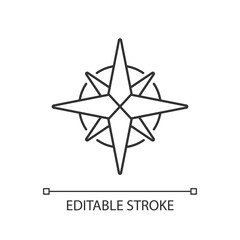 Obraz premium Rose of winds pixel perfect linear icon. Traditional maritime navigation guide thin line customizable illustration. Contour symbol. Windrose vector isolated outline drawing. Editable stroke