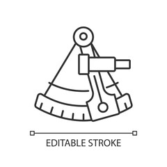 Sextant pixel perfect linear icon. Celestial navigation, geography thin line customizable illustration. Contour symbol. Antique sailor, astronomer tool vector isolated outline drawing. Editable stroke
