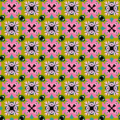 Seamless pattern, with different shades of color, flat minimal colorful