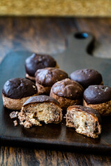 Homemade Chestnut Paste Cookies Covered with Chocolate.