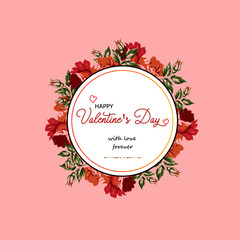 Happy Valentine's day greeting card love letter vintage and retro style/Roses flower in bloom on pink color background. For Valentine's day, Mother's and birthday greeting card design.