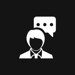 Talking vector icon. Dialogue,contact, conversational symbol isolated on background.