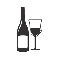 wine bottle with glass