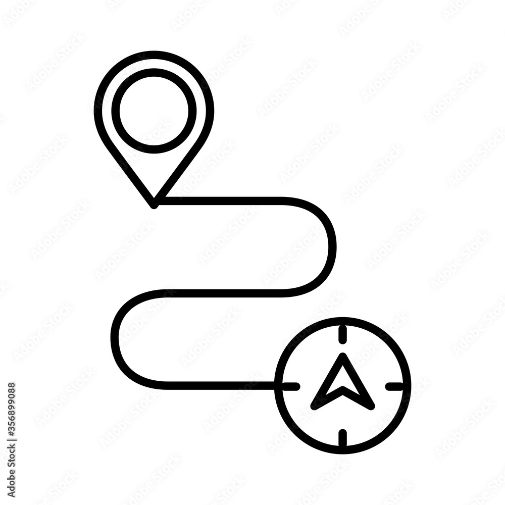 Poster pin and compass in the route location line style
