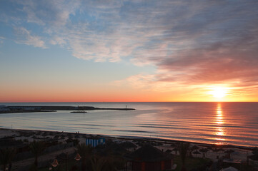 Sunrise in the desert near Douz in Kebili, Tunisia
