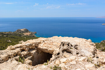 Fototapeta na wymiar View of sea coast from Monolithos castle on the west side of Rhodes island.Greece.