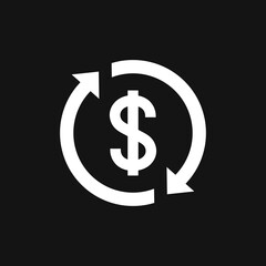 Transfer vector icon. Money symbol isolated on background.
