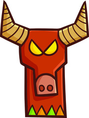 Funny and cool simple buffalo totem made from wood