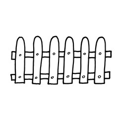 Garden fence in doodle style isolated on white background. Hand drawn vector illustration.