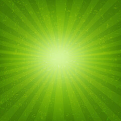 Green Burst Banner With Rays With Gradient Mesh, Vector Illustration