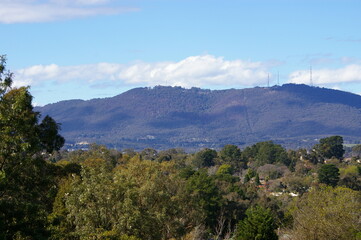 A view towards Mount Dandenong from East Ringwood, Melbourne, Victoria,  Australia.