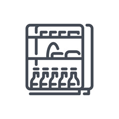Refrigerator with products line icon. Fridge and Food vector outline sign.