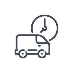 Fast Delivery line icon. Truck with Time vector outline sign.