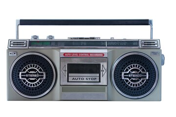 retro ghetto blaster isolated with clipping path	
