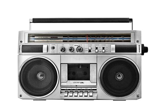 retro ghetto blaster isolated with clipping path	