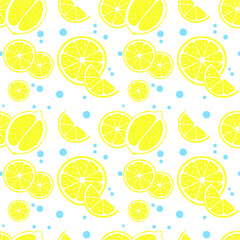 Seamless background with yellow lemon slices