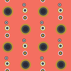 Abstract seamless pattern with colorful circles on pink background. Stock vector