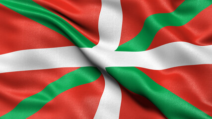 Flag of the Basque Autonomous Community waving in the wind. 3D illustration.