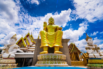 Nakhon Pathom, Thailand - June, 09, 2020 : Big Buddha statue of Chareon Rat Bamrung Temple (Nong...