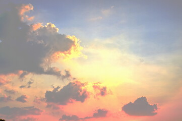 Abstrat pastel orange and pink sky in evening sunset / morning sky beautiful for use background with atmosphere of the earth