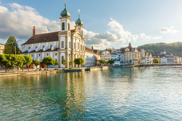 Fototapeta premium Lucerne, panoramic view of the city in the evening