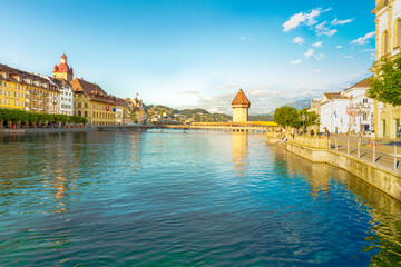 Fototapeta na wymiar Lucerne, panoramic view of the city in the evening