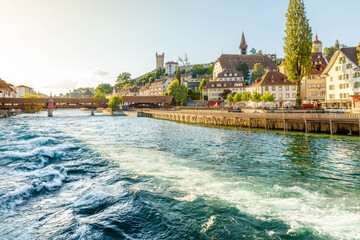 Fototapeta na wymiar Lucerne, panoramic view of the city in the evening