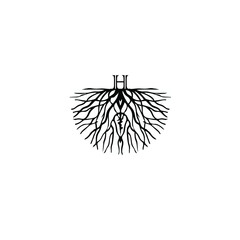 illustration of letter H on root logo vector