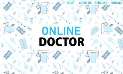 Doctor appointment.Online consultation.Flat design concept of online medicine and healthcare application for website. Medical diagnostics over the Internet and smartphone. Doctor online landing page.