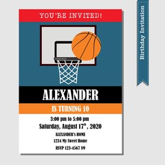 Basketball sport birthday invitation