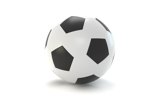 Leather soccer ball. Over white background. 3D - rendering. 3D - illustration.