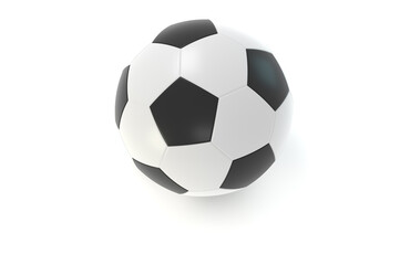 Fototapeta na wymiar Leather soccer ball. Over white background. 3D - rendering. 3D - illustration.