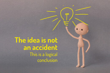 A toy man on a gray background with copy space. Presentation PowerPoint or Keynote. Motivational...