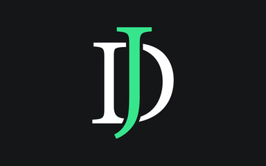 DJ or JD Letter Initial Logo Design, Vector Template