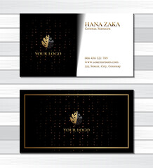 Elegant black gold business card with frame template