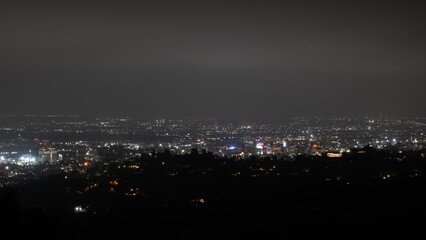 Naklejka premium View on Los Angeles cityscape at night