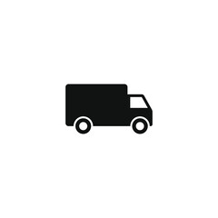 Delivery truck vector icon. Transport service car symbol. Speed shipping sign. Logistic logo. Black silhouette isolated on white background.