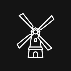 Windmill vector icon, wind turbine symbol isolated on background.