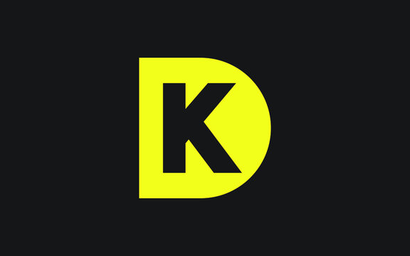 DK or KD Letter Initial Logo Design, Vector Template