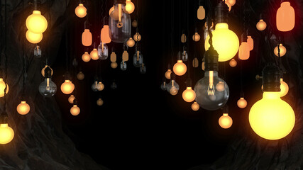 Light Bulb Tunnel 3d Render Background