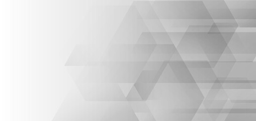 Obraz premium Abstract white and grey geometric hexagons overlapping corporate design background technology concept.