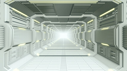 Space Ship Corridor 3d Render Background