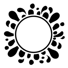 black ink drop splash and white circle for copy space, ink black blob and white space for banner background, water splash or blob black for element banner, water drop splatter simple for graphic