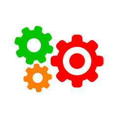 circle cog gear colorful for mechanization icon isolated on white, gear symbol for button icon for progress web, simple circle cog shape for engineering mechanism, machinery industrial technology sign