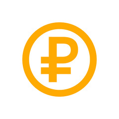 Obraz premium ruble currency coin orange for icon isolated on white, russia ruble money for app symbol, simple flat russian ruble money, currency digital ruble coin for financial concept