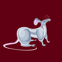 Fat gray rat vector illustration of the pest. 