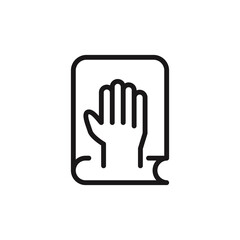 Line icon of hand on constitution. Vector