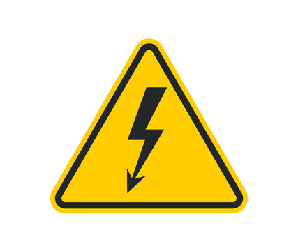High Voltage triangle icon sign. Danger symbol. Vector illustration image. Isolated on white background.