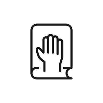 Line icon of hand on constitution. Vector