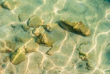 Blue sea and sharp rocks that surround it